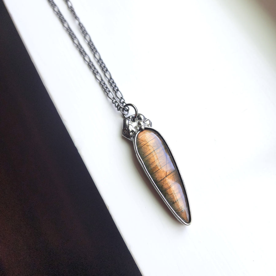 Golden Amber Labradorite Pendant Necklace
