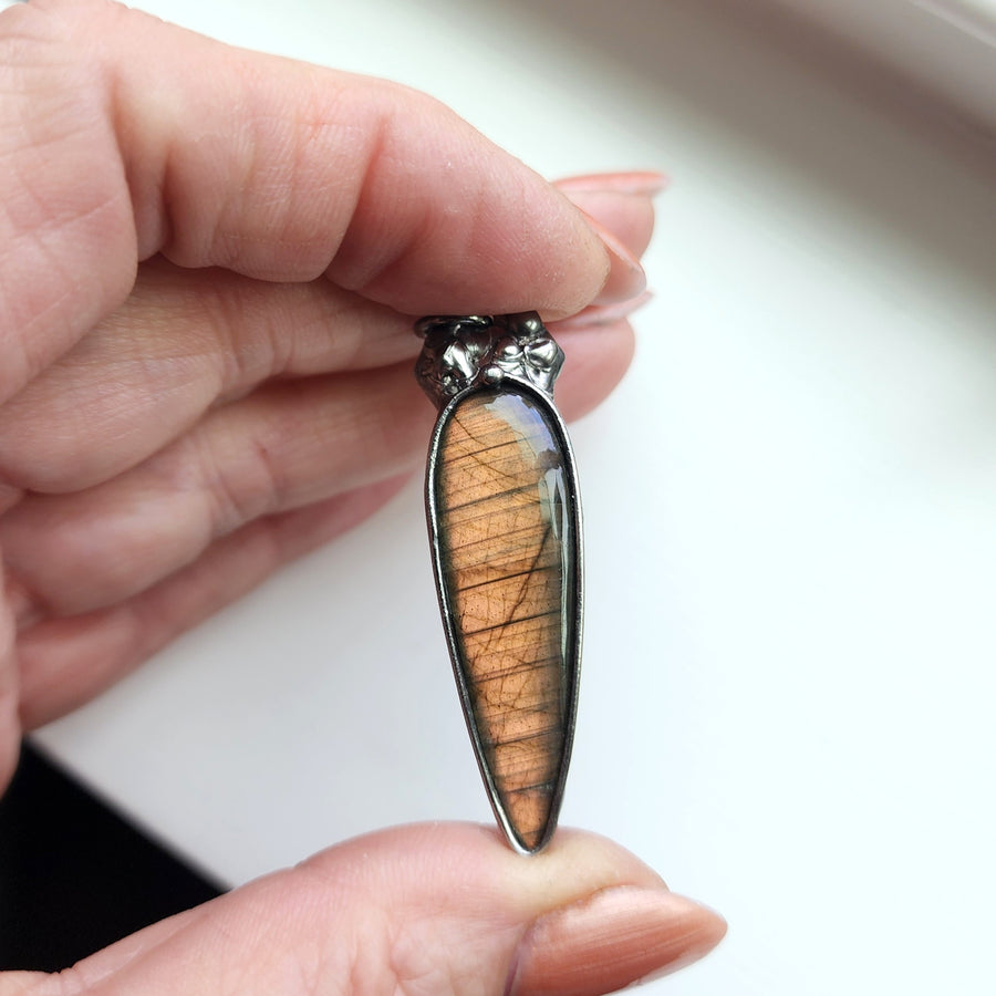 Golden Amber Labradorite Pendant Necklace