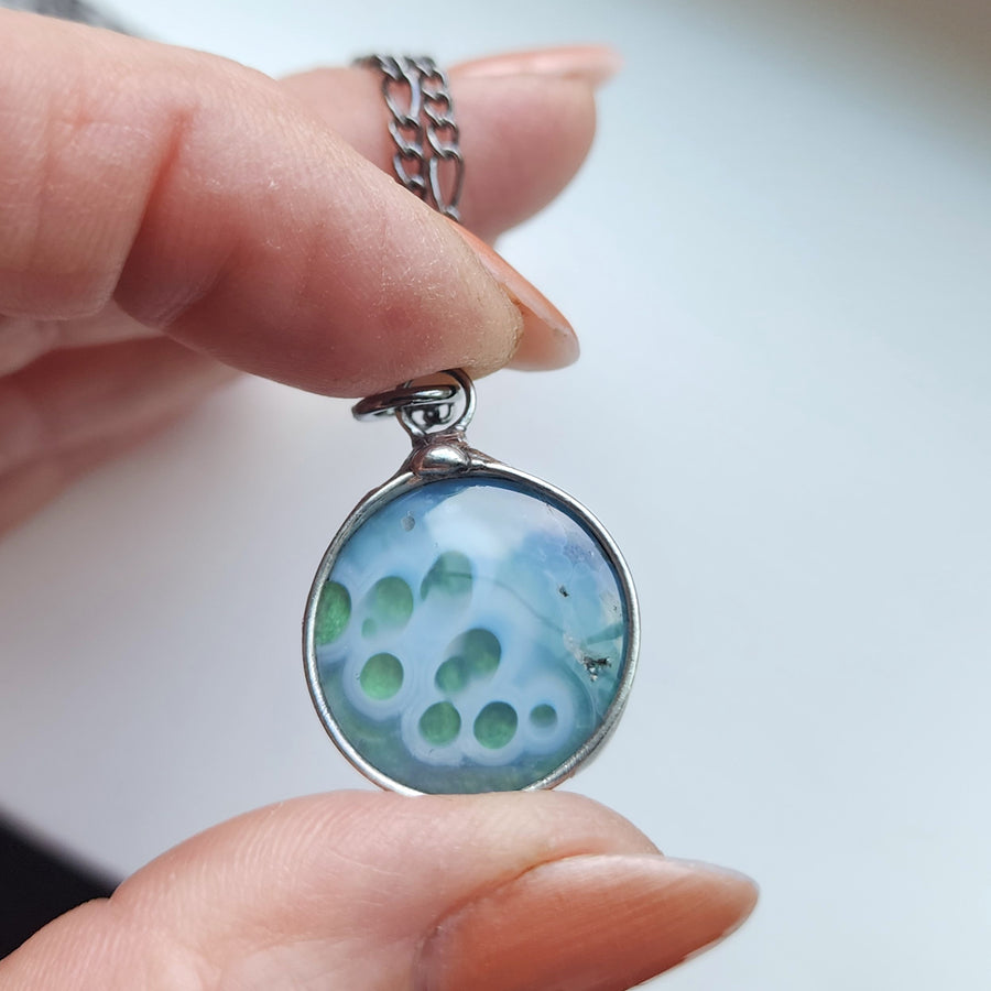 Gobi Agate Pendant Necklace, Funky Bubbles