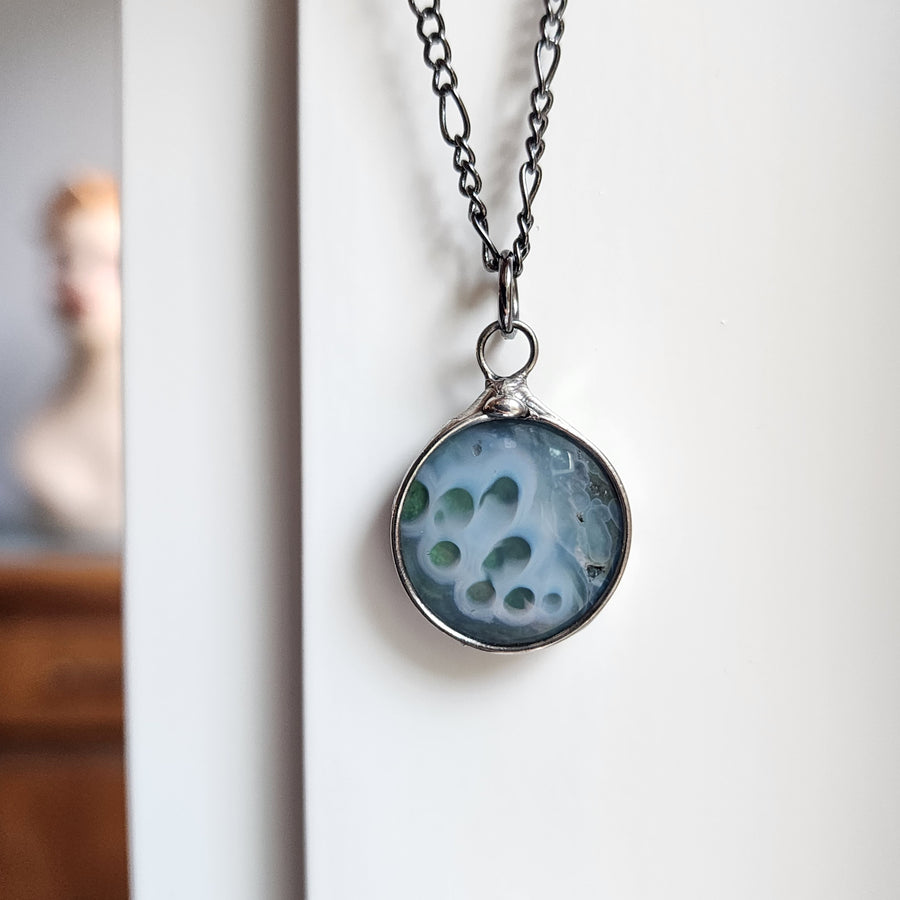 Gobi Agate Pendant Necklace, Funky Bubbles