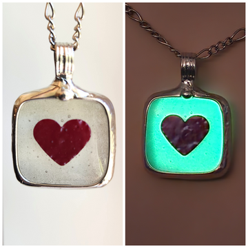 Glow in the Dark Heart Pendant Necklace