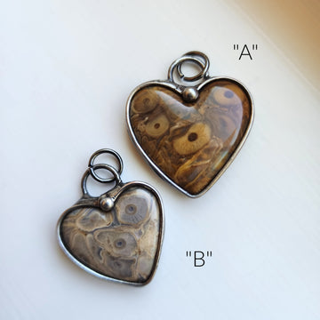 Ocean Jasper Heart Pendant Necklaces, Choice of Two