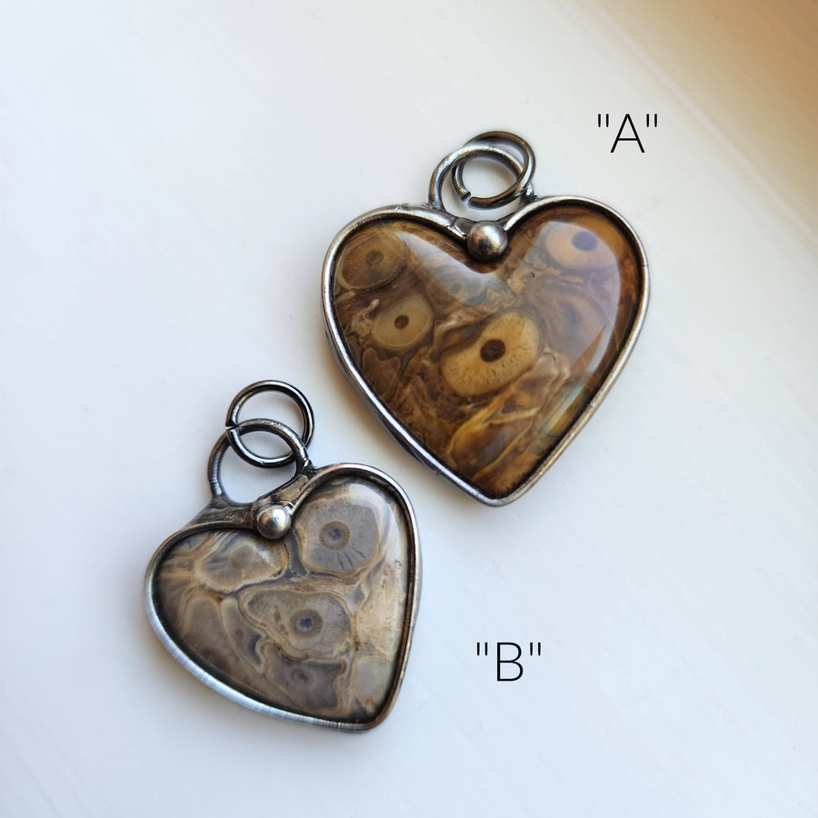 Ocean Jasper Heart Pendant Necklaces, Choice of Two