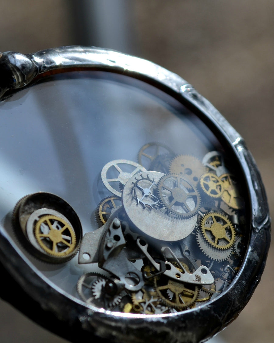 Large Pocket Watch Crystals with Antique Watch Parts, Move Freely Within