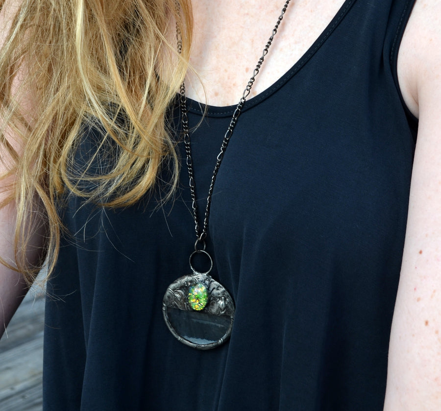 Icy Blue on Magnifying Glass Necklace