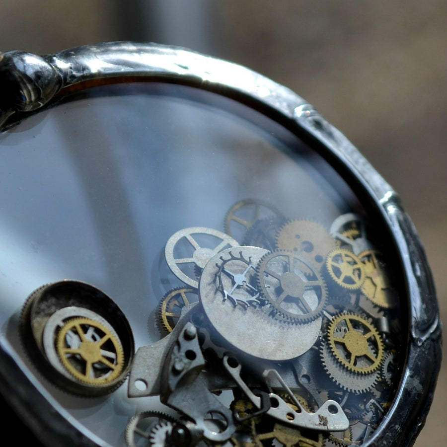 Large Pocket Watch Crystals with Antique Watch Parts, Move Freely Within