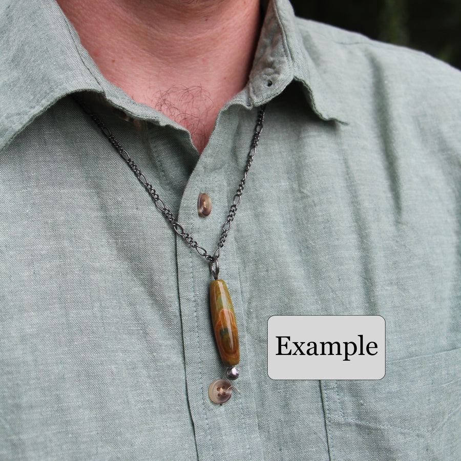 Brown Agate Column Bead Pendant Necklace for Men
