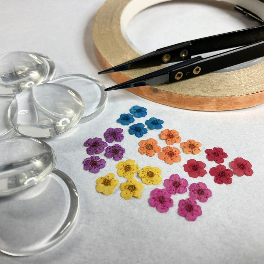 parts for making Rainbow bridge with real pressed flowers pendant Necklace - Dog memorial - Gift for pet loss - Truly Hand Made in USA by Louisiana Artisan at Bayou Glass Arts.