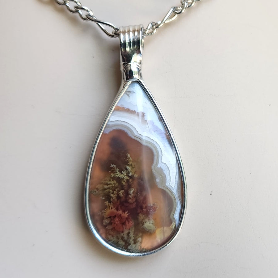 Teardrop Moss Agate Pendant