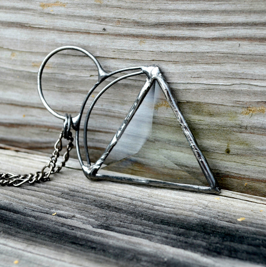 Handmade Stained Glass Bevel Pendant Necklace. Truly hand made in USA by Louisiana artisan at Bayou Glass Arts studio.