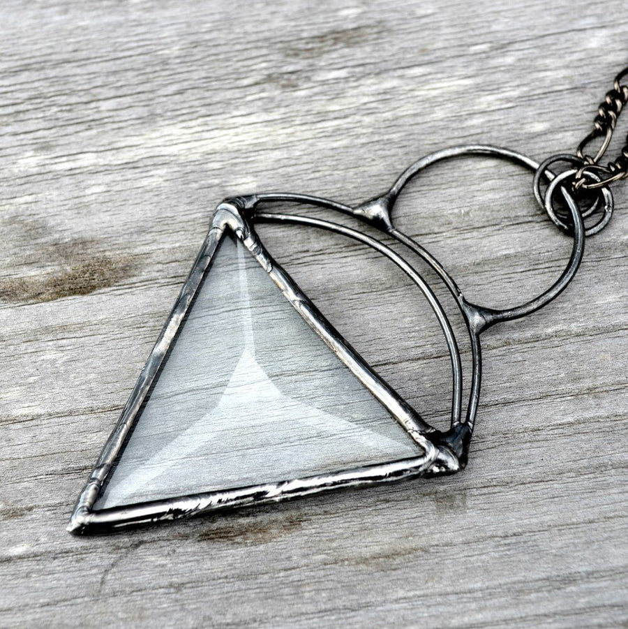 Handmade Bevel Stained Glass Pendant Necklace. Truly hand made in USA by Louisiana artisan at Bayou Glass Arts studio.