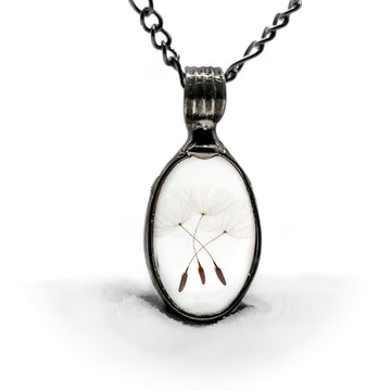 Wish Necklace, Real Dandelion Seeds in Glass Pendant, Handmade Jewelry, Gift for Childhood Friend, Necklaces for Women, Dandelion Seed Jewelry, 3 Seeds