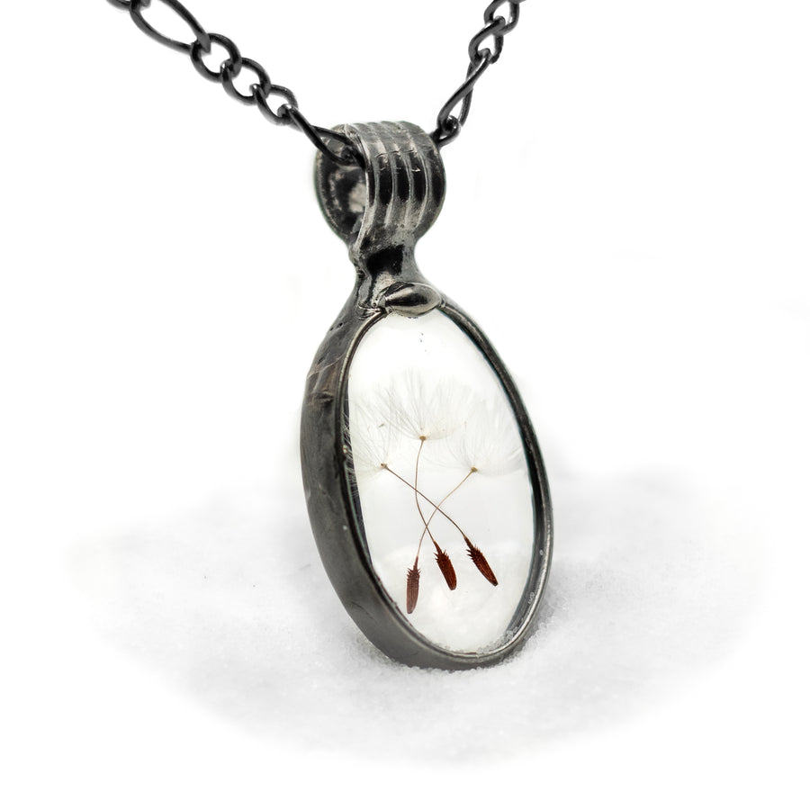 Wish Necklace, Real Dandelion Seeds in Glass Pendant, Handmade Jewelry, Gift for Childhood Friend, Necklaces for Women, Dandelion Seed Jewelry, 3 Seeds