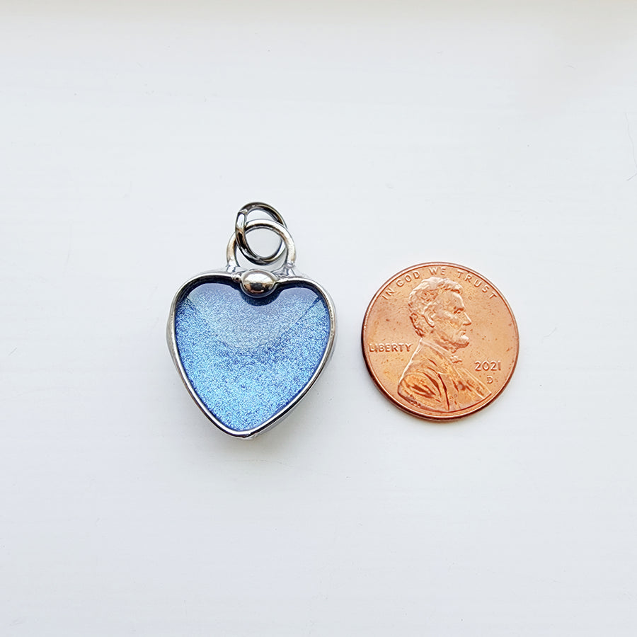 Small Glitter Glass Heart Charm