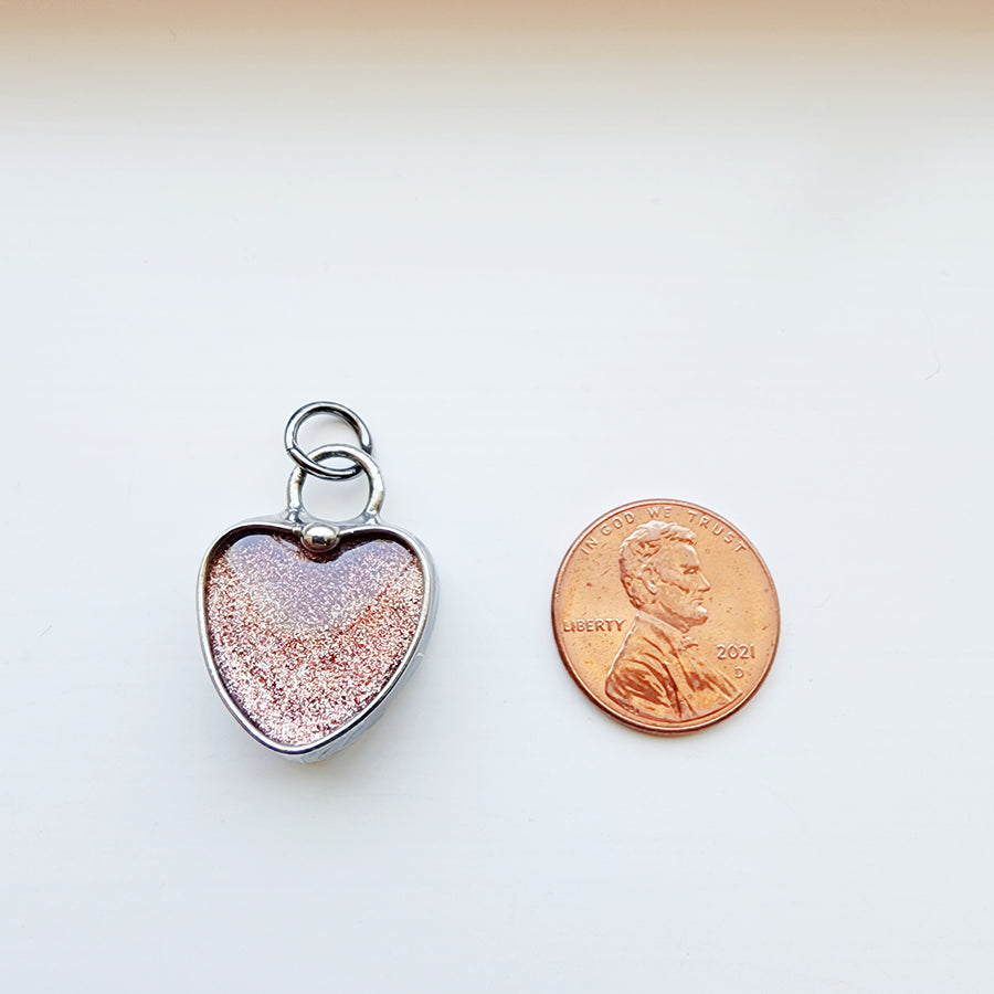 Small Glitter Glass Heart Charm