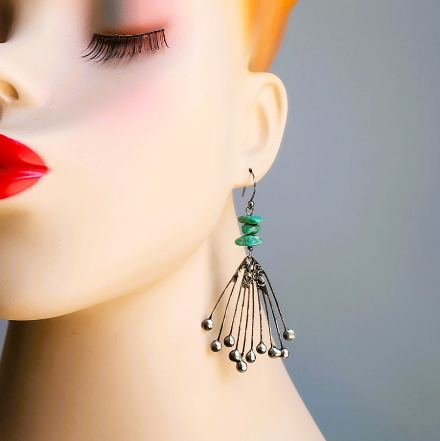 Hand Formed, Organic Style with Authentic Turquoise Earrings