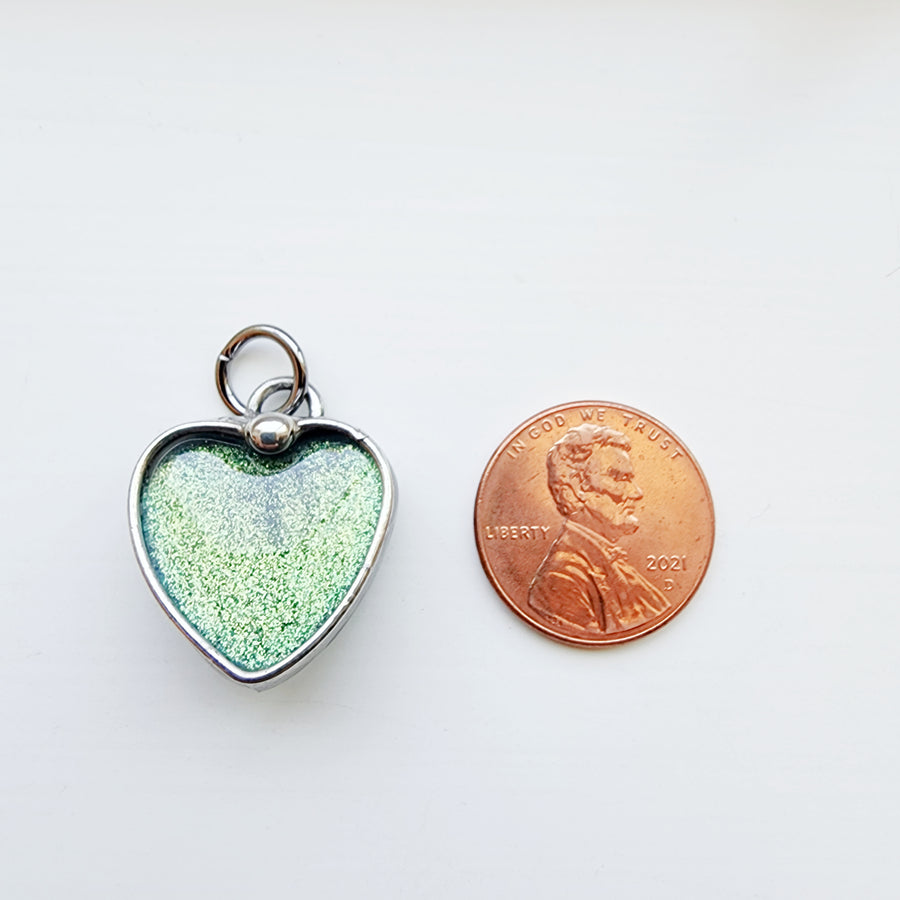 Small Glitter Glass Heart Charm