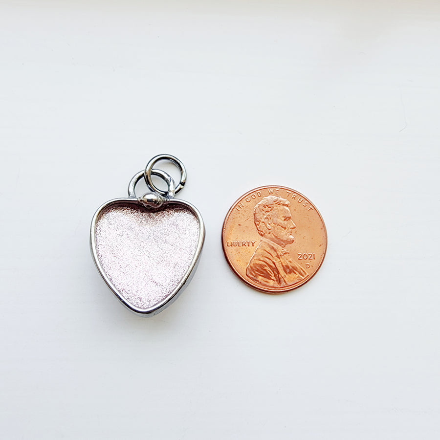 Small Glitter Glass Heart Charm