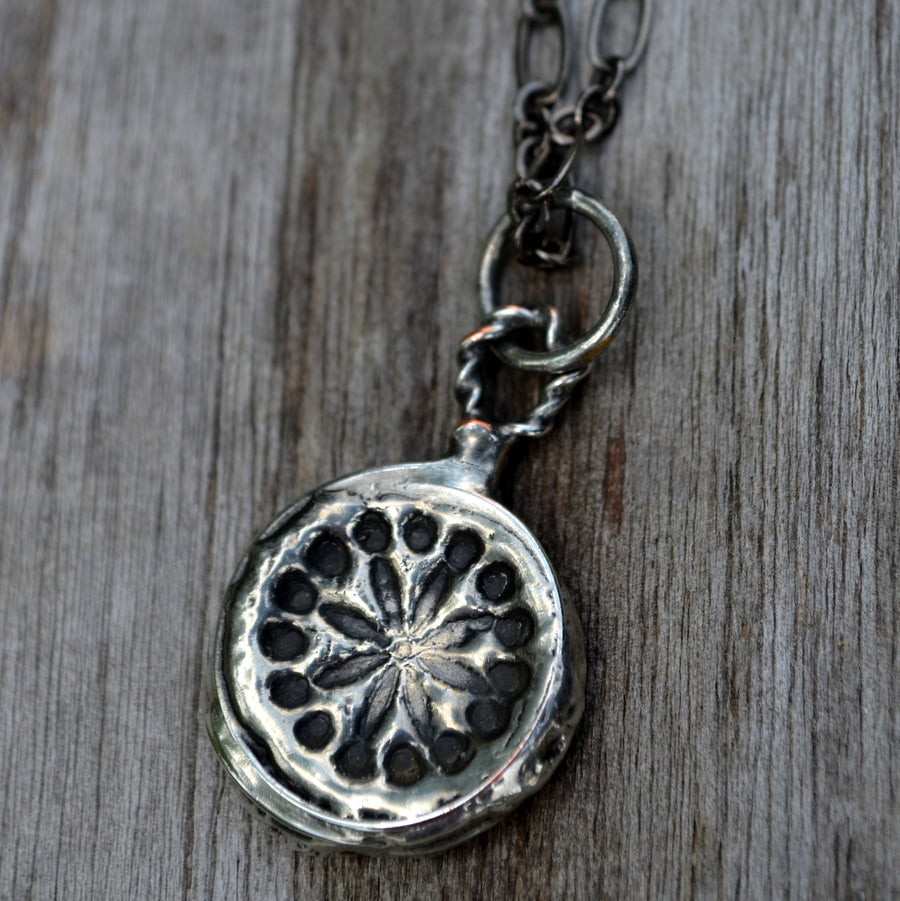 Wax Seal Necklace, Dandelion Pendant Necklace, One of a Kind - SOLD