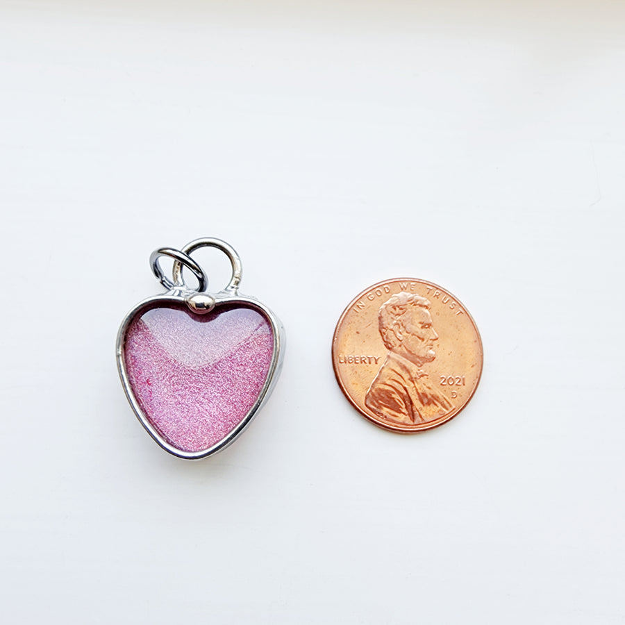 Small Glitter Glass Heart Charm