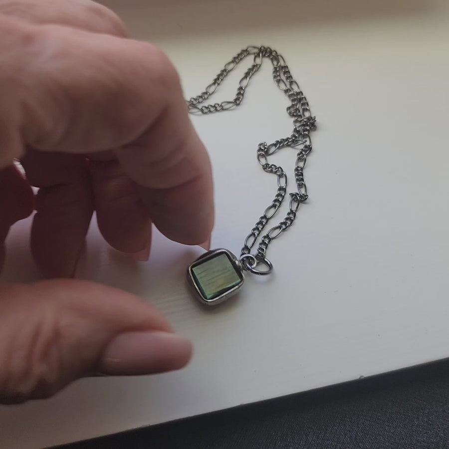 SOLD - Small, Super Green Flash, Labradorite Pendant
