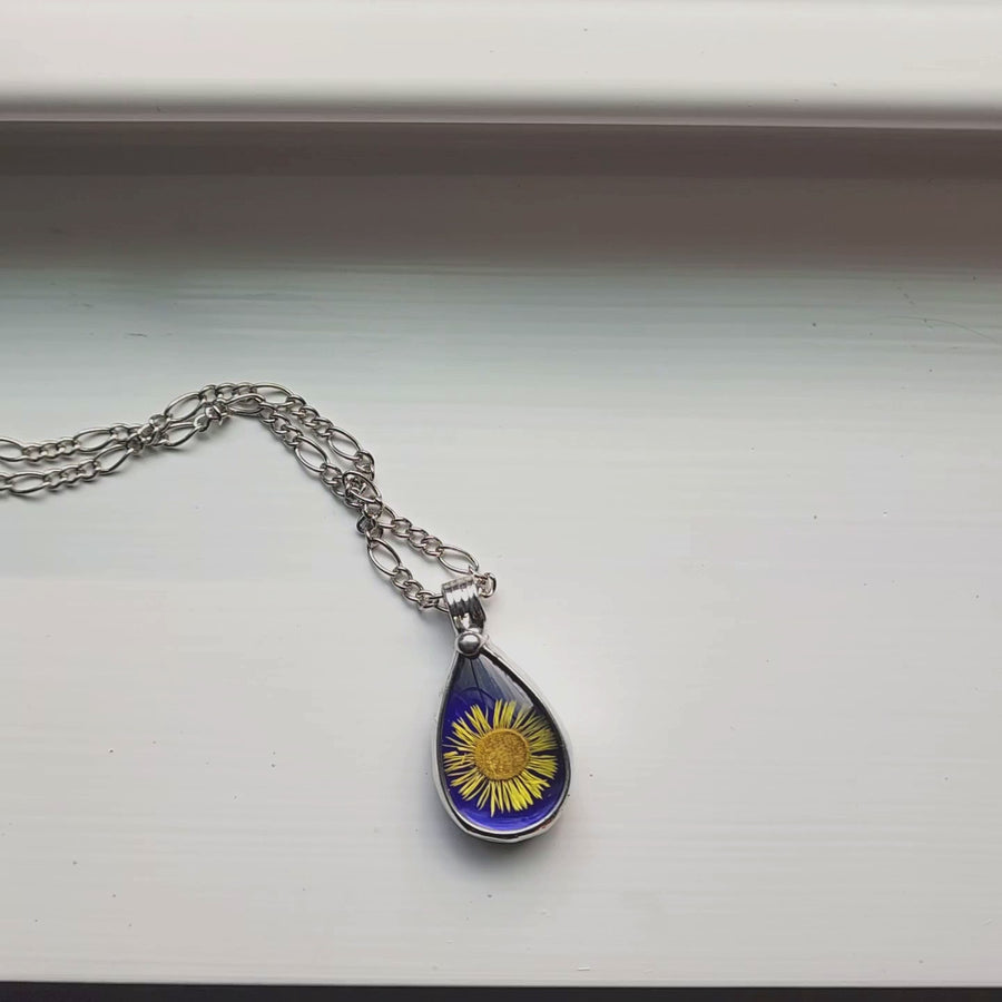 Sunflower on Stained Glass Necklace