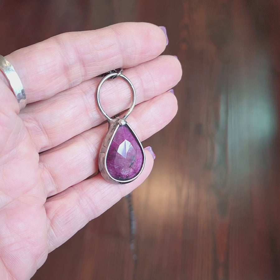 Faceted Ruby Pendant Necklace - SOLD