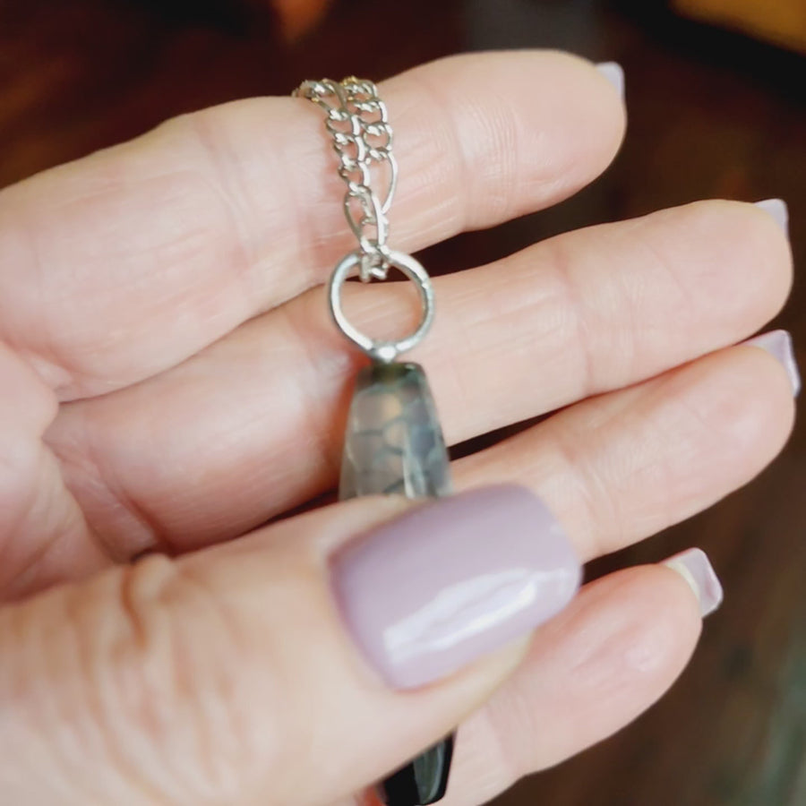SOLD - Agate Column Bead Pendant Necklace for Men