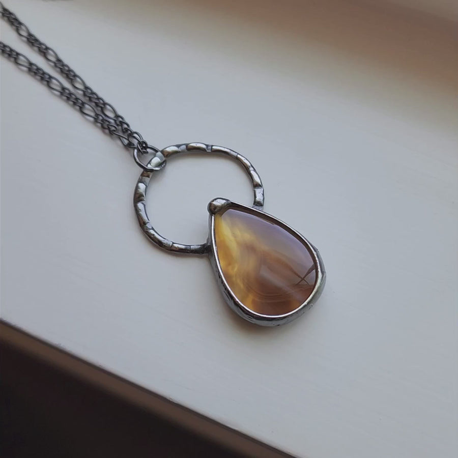 Golden Agate Pendant Necklace