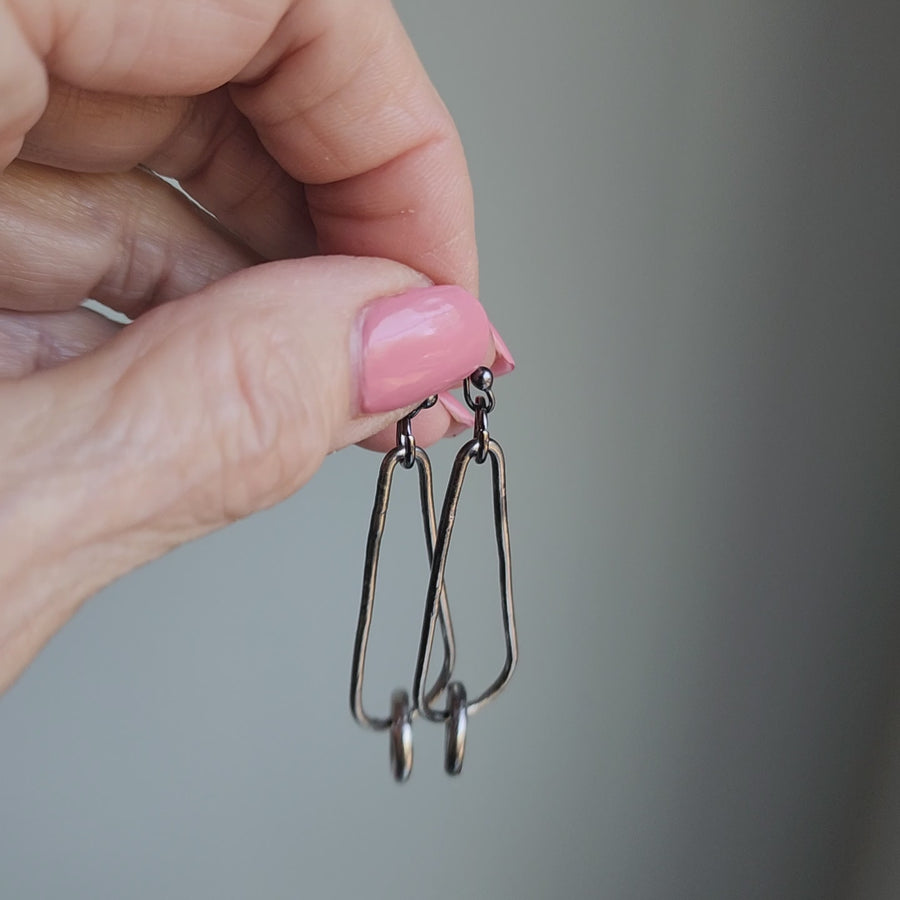 Hand Formed Mixed Metal Long Earrings