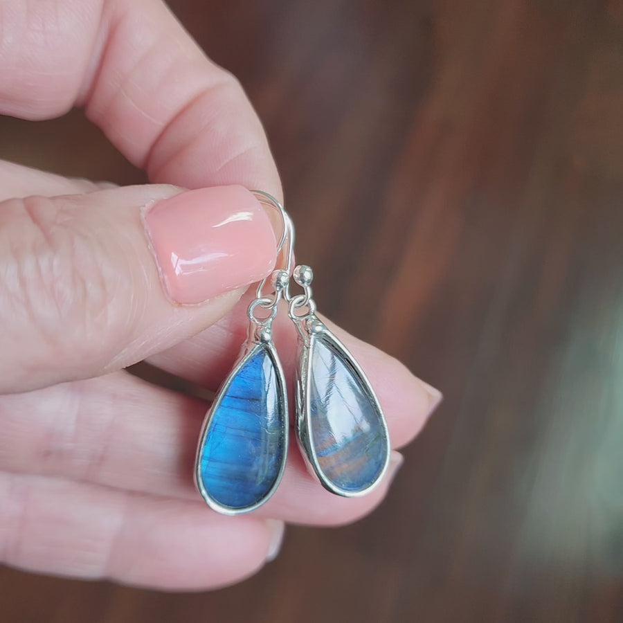 Cobalt Blue Labradorite Earrings - SOLD