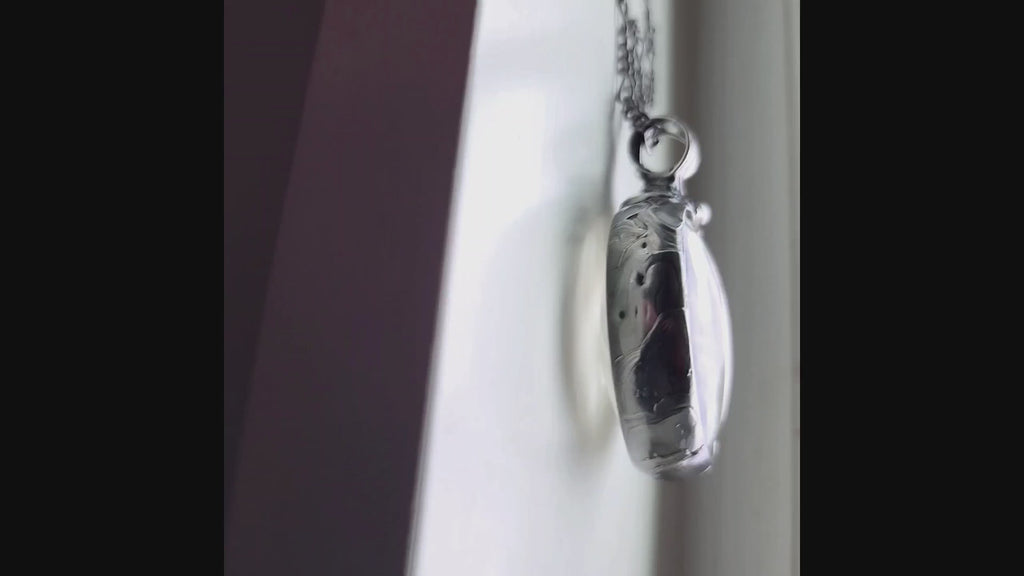 Video of Large Lace Handmade Pendant made from old hand crocheted doily. Truly hand made in USA by Louisiana artisan at Bayou Glass Arts studio. 