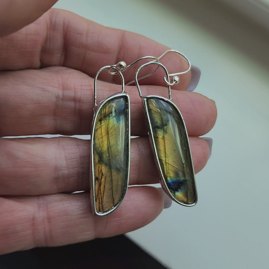 SOLD ~ Flashy Golden Labradorite Earrings