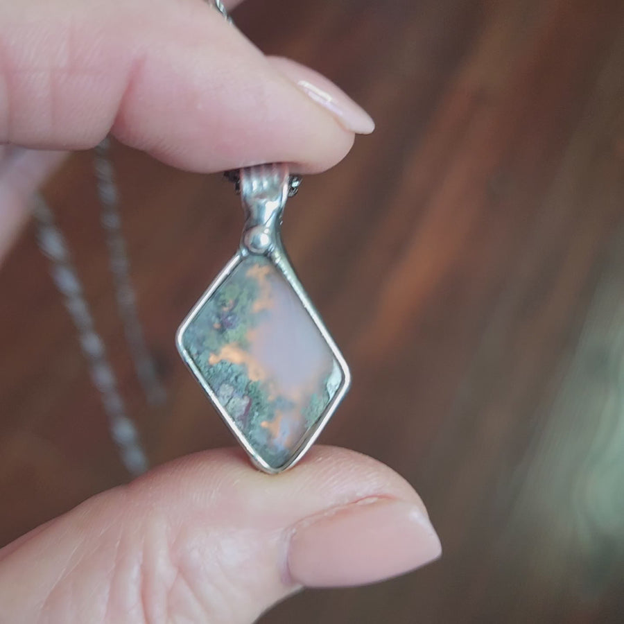 SOLD - Unique Pendant, Moss Agate Necklace 1