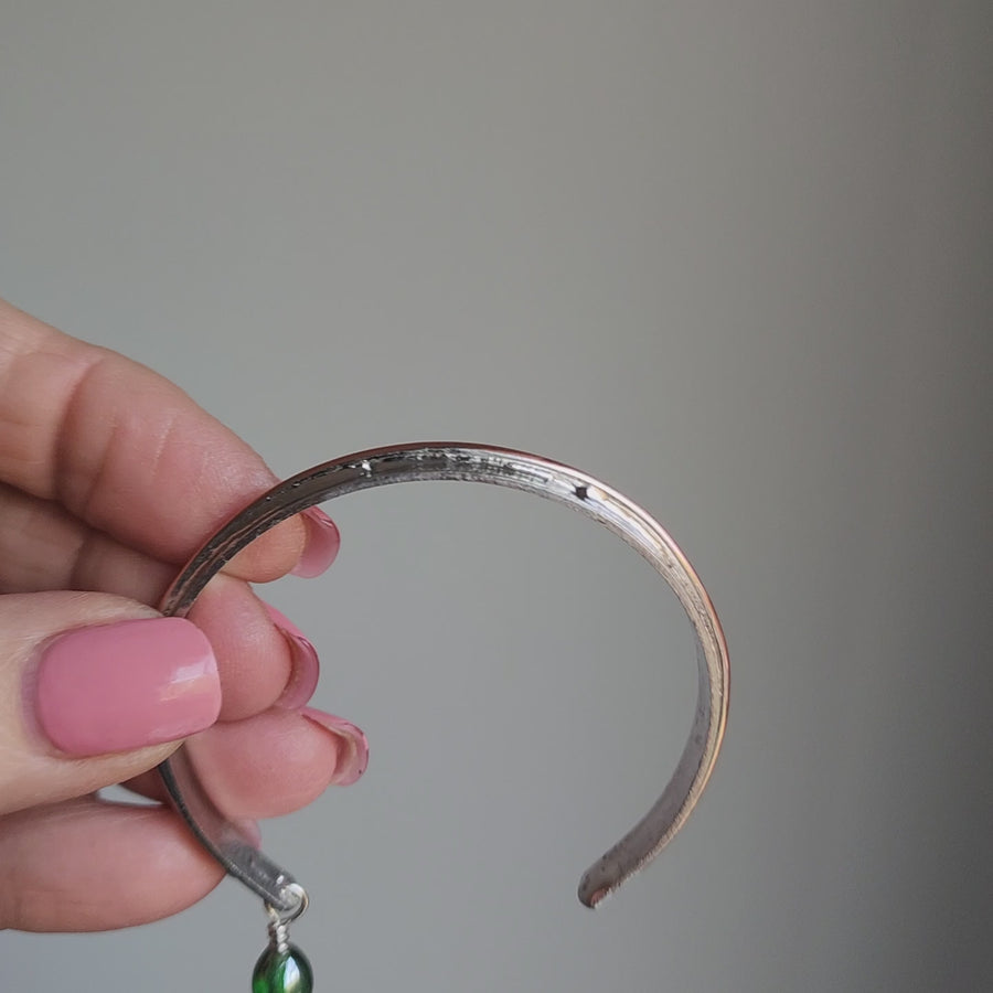Mixed Metal Cuff with Dangle Bead - SOLD