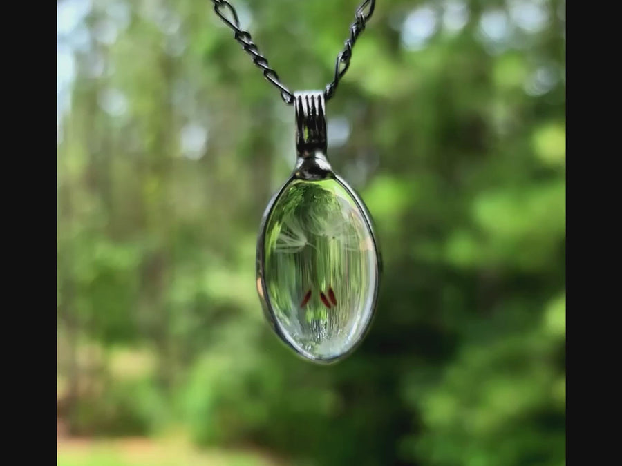 Wish Necklace, Real Dandelion Seeds in Glass Pendant, Handmade Jewelry, Gift for Childhood Friend, Necklaces for Women, Dandelion Seed Jewelry, 3 Seeds
