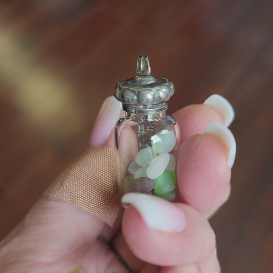 Vintage Bottle Necklace with Authentic Beach Glass, One of a Kind - SOLD