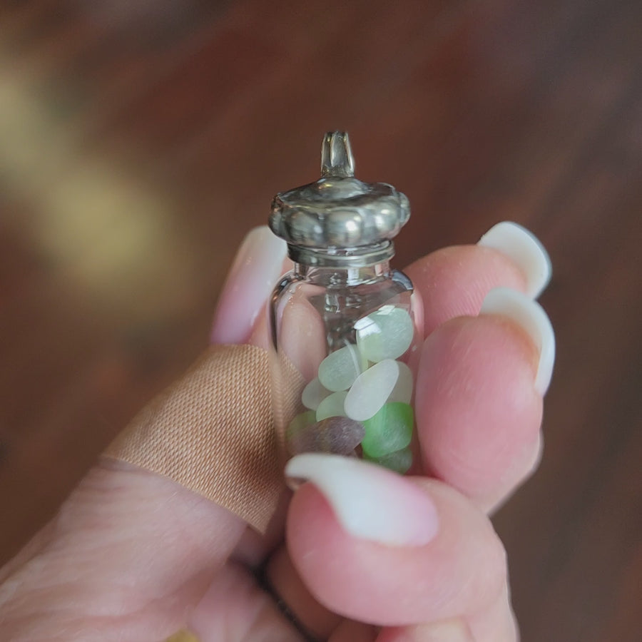 Vintage Bottle Necklace with Authentic Beach Glass, One of a Kind