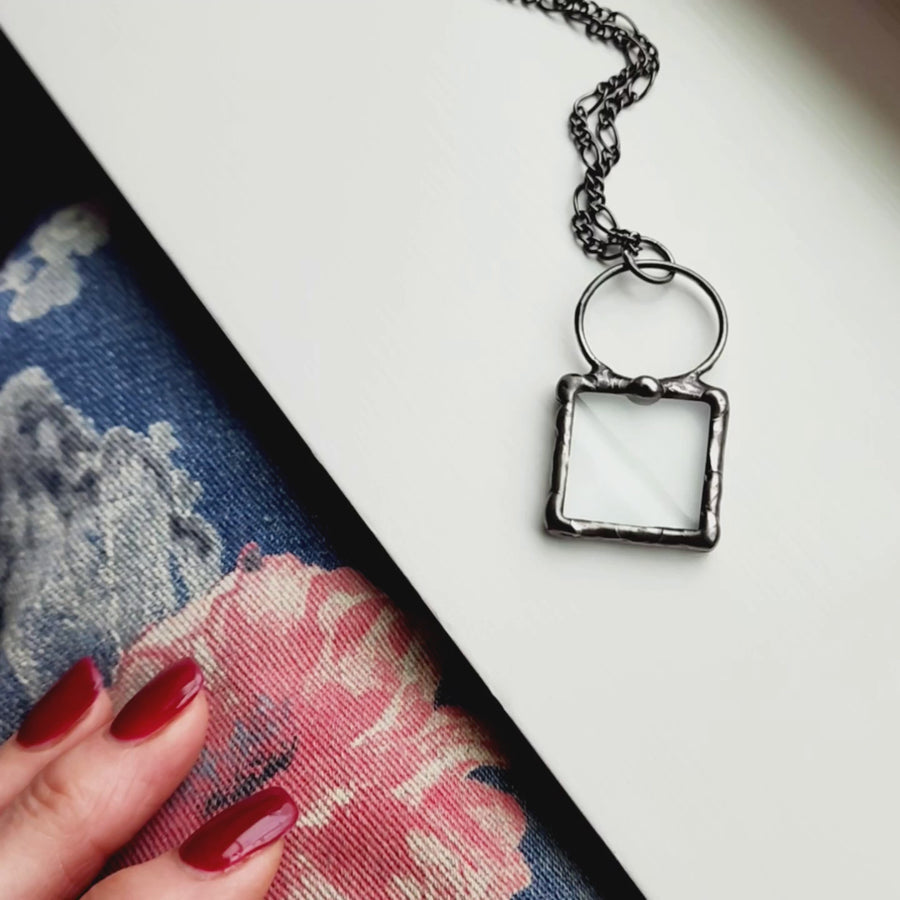 Minimalistic Glass Bevel Pendant, Geometric Jewelry