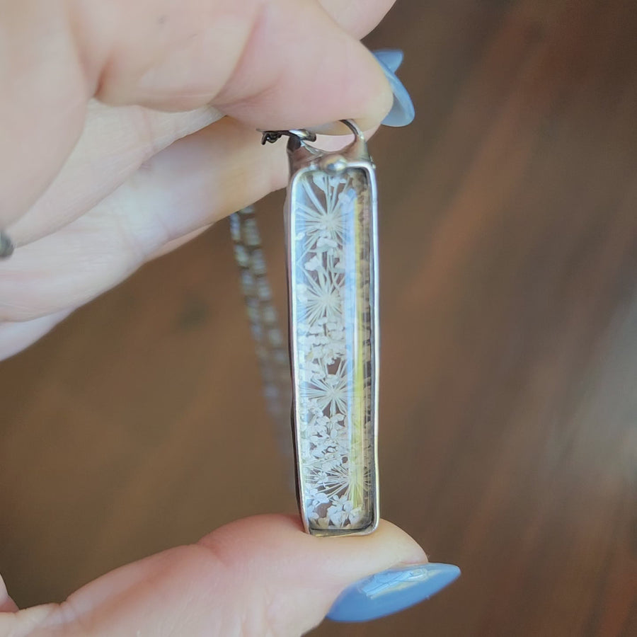 Unique Queen Anne's Lace Pendant Necklace for Women, Great 13th Anniversary Gift