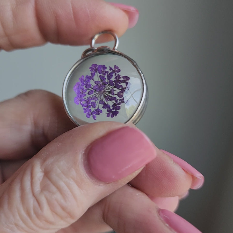 Purple Queen Anne's Lace Necklace