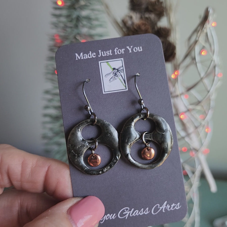 Mixed Metal Earrings with Copper Bead