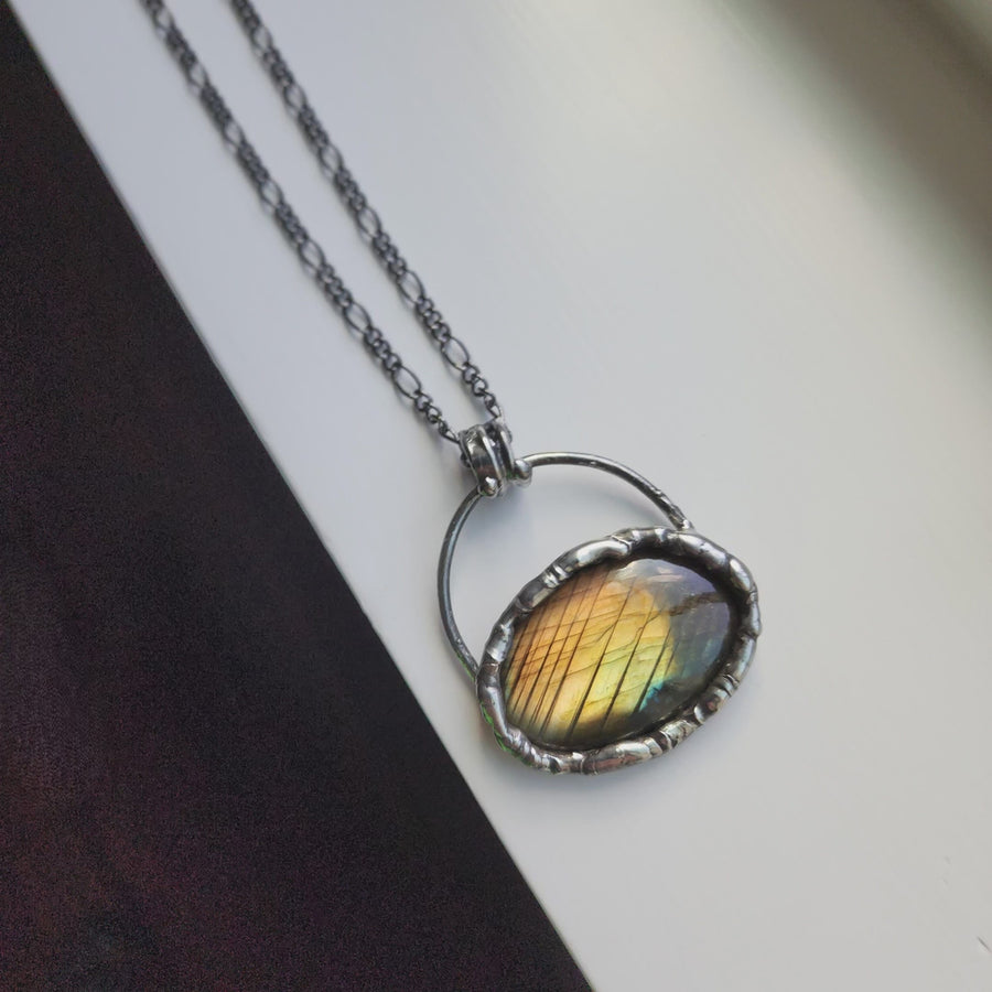 Bold Golden Labradorite Pendant - SOLD