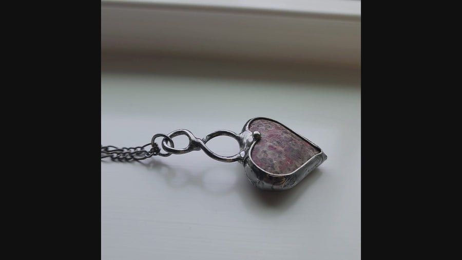 Leopard Skin Jasper Puffy Heart Pendant Necklace, One of a Kind - SOLD