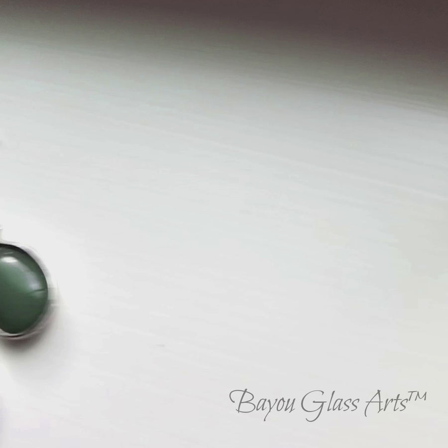 Pretty Glass Earrings, Sage Green Dangle Earrings, Sterling Silver Ear Wires