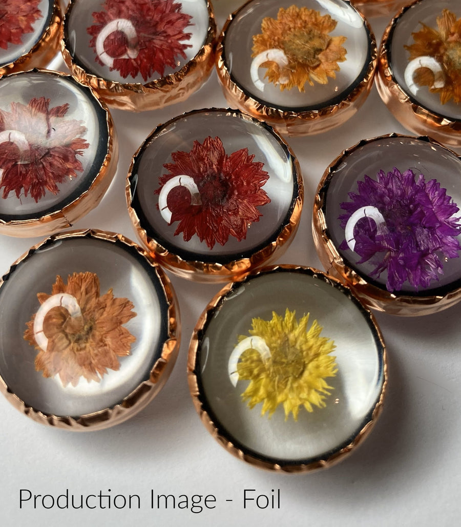 Dried Chrysanthemum Mum Necklace, Real Pressed Flowers in Glass