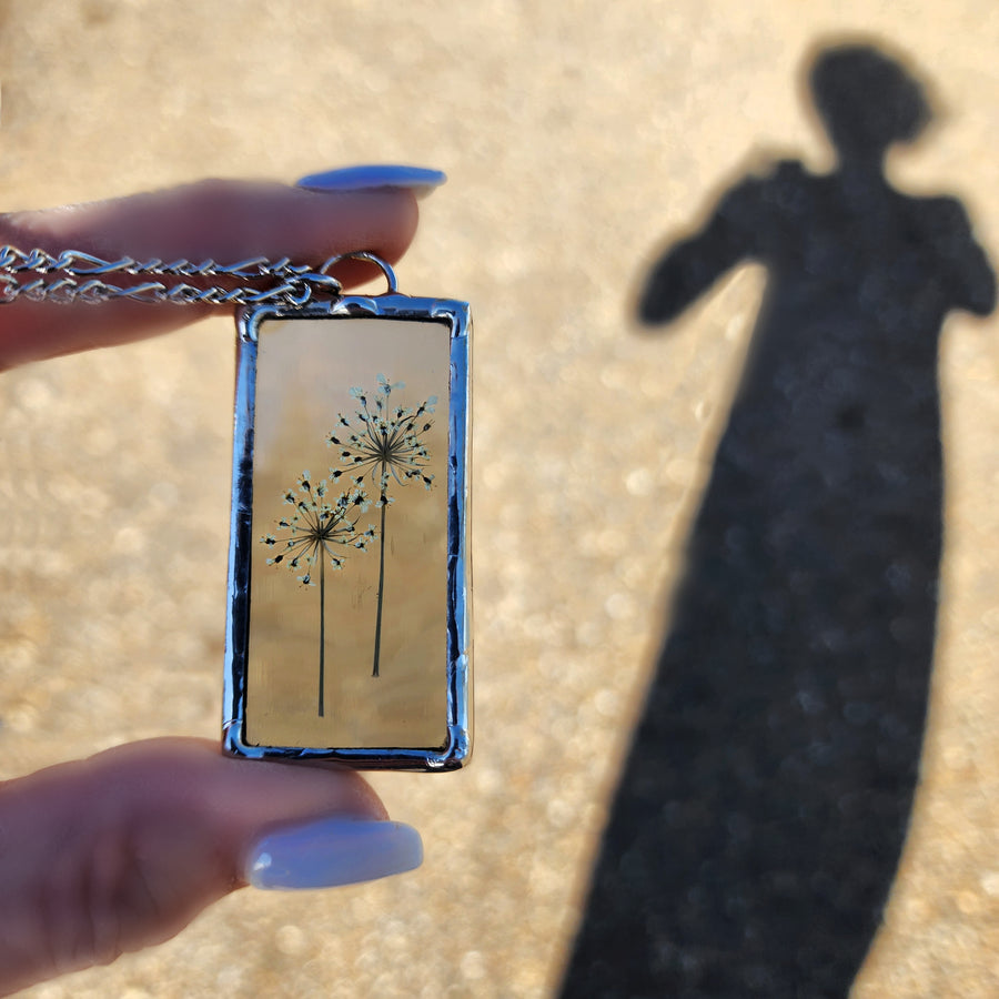 Real Pressed Flower Jewelry, Smokey Stained Glass