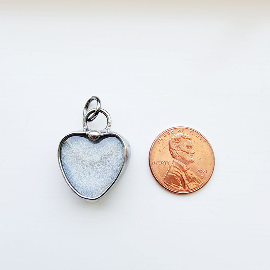 Small Glitter Glass Heart Charm