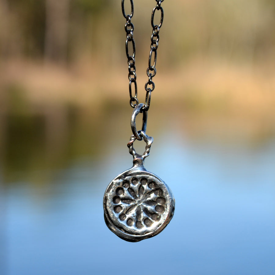 Wax Seal Necklace, Dandelion Pendant Necklace, One of a Kind - SOLD