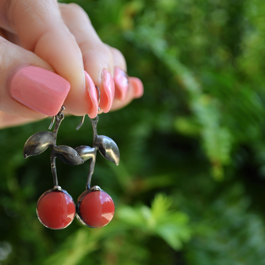 cute_fruit_cherry_earrings_with_red_mosaics